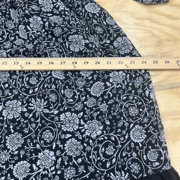 Old Navy Y2K Chiffon Midi Dress Black Floral Size Medium Whimsigoth Fairy Flowy - Picture 15 of 16